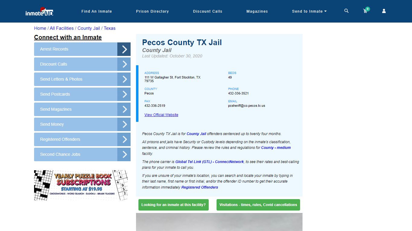 Pecos County TX Jail - Inmate Locator - Fort Stockton, TX