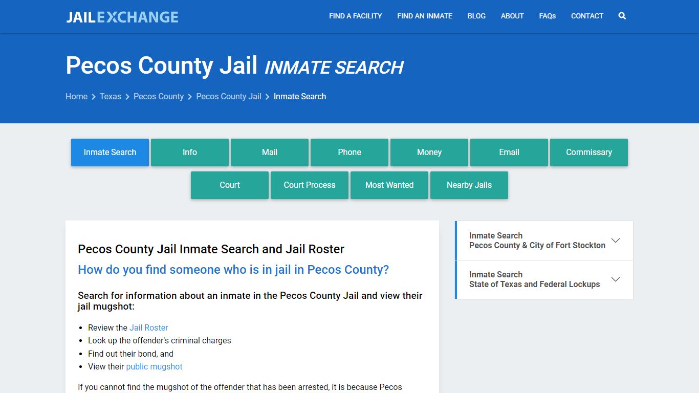 Pecos County Jail Inmate Search - Jail Exchange